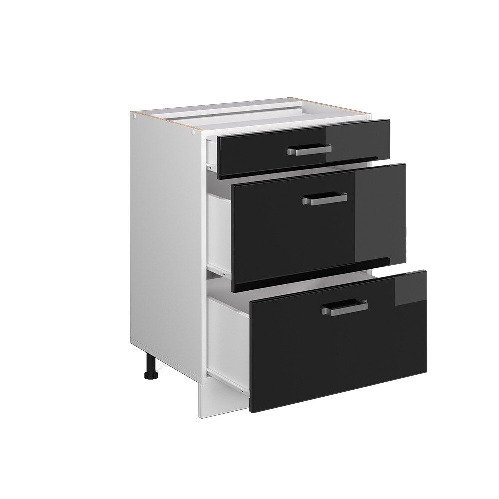 Vicco Schubladenunterschrank Küchenschrank R-Line Solid Weiß Schwarz 60 cm modern