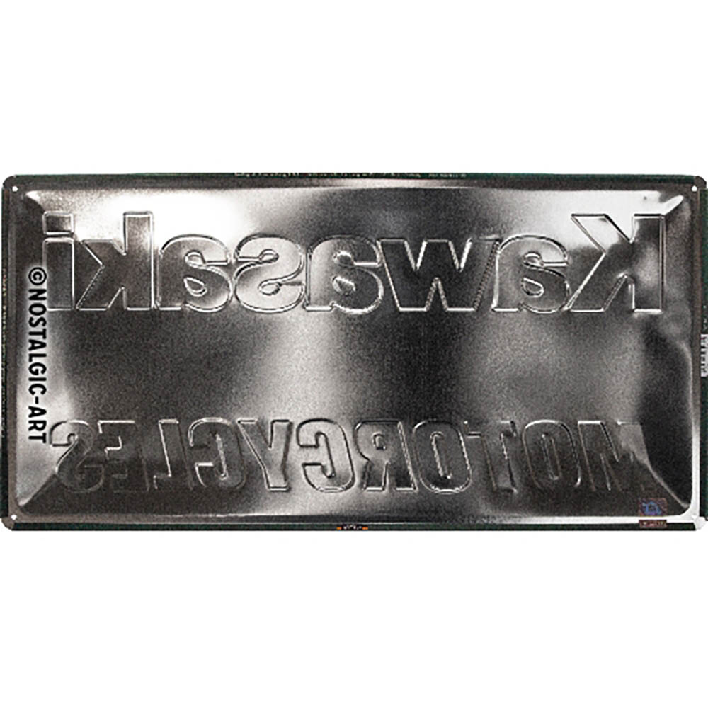 nostalgic art - Plaque Vintage Kawasaki - Genuine Noir / Vert / Blanc