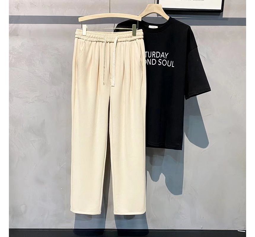 Urtishia - Cropped rechte broek met trekkoordtaille