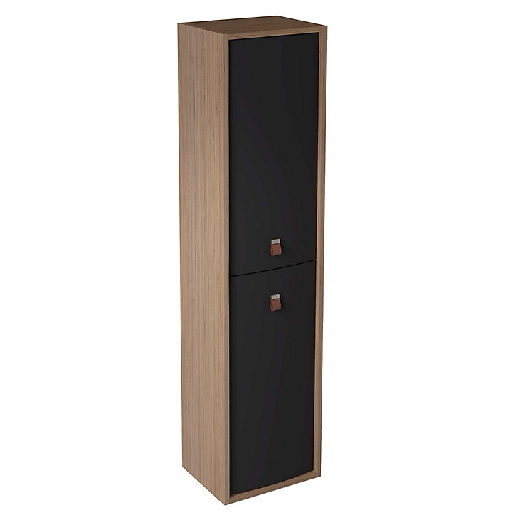 Colonne de salle de bains à suspendre ouverture droite Havana noir mat H. 160 x L. 39 cm
