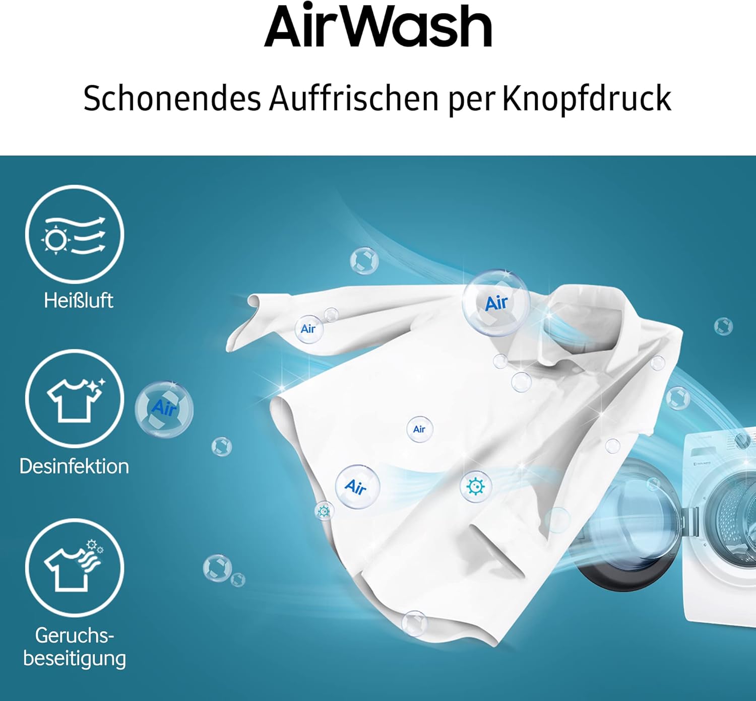 Samsung WD8ETA049BX/EG Waschtrockner, 8/5 kg, 1400 U/min, Ecobubble, AirWash, Hygiene-Dampfprogramm, Inox