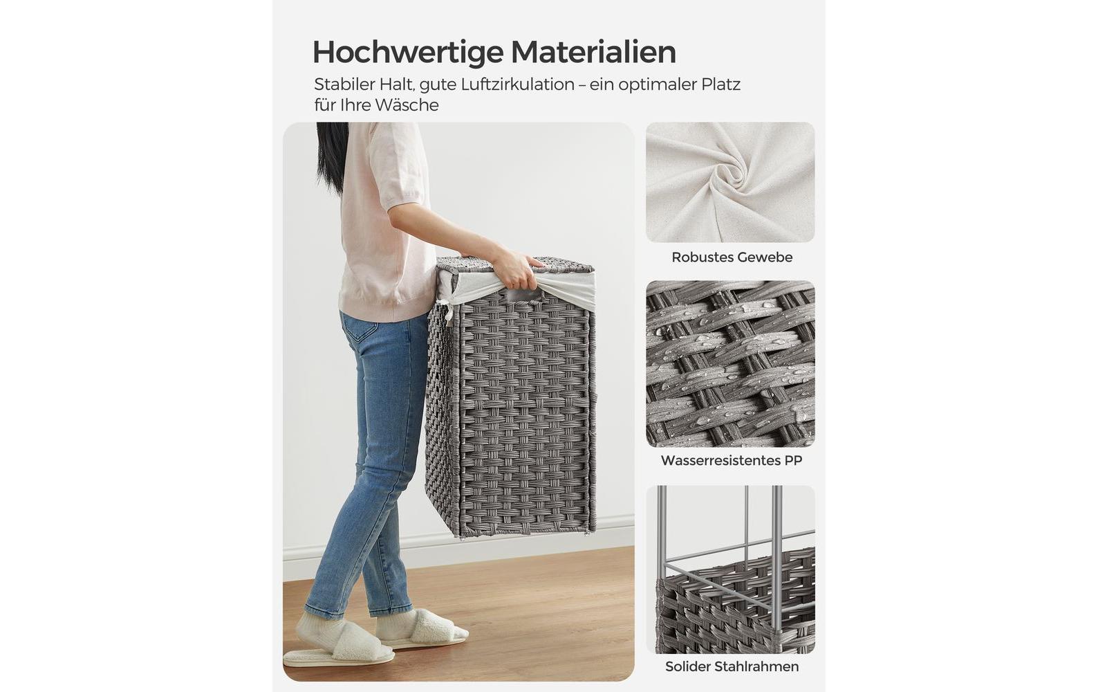 Wäschekorb auf Rollen 140 l, GrauWäschesammler