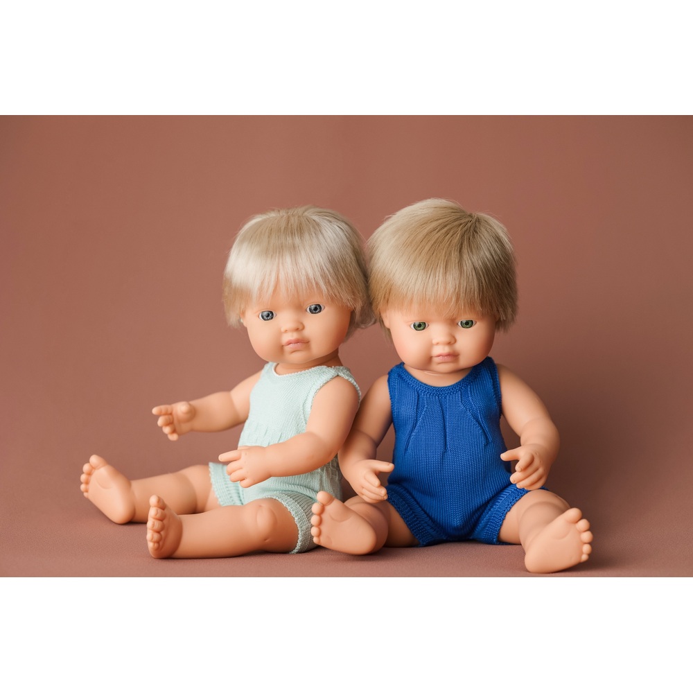 Miniland Lernpuppe Junge Dunkelblond 38cm