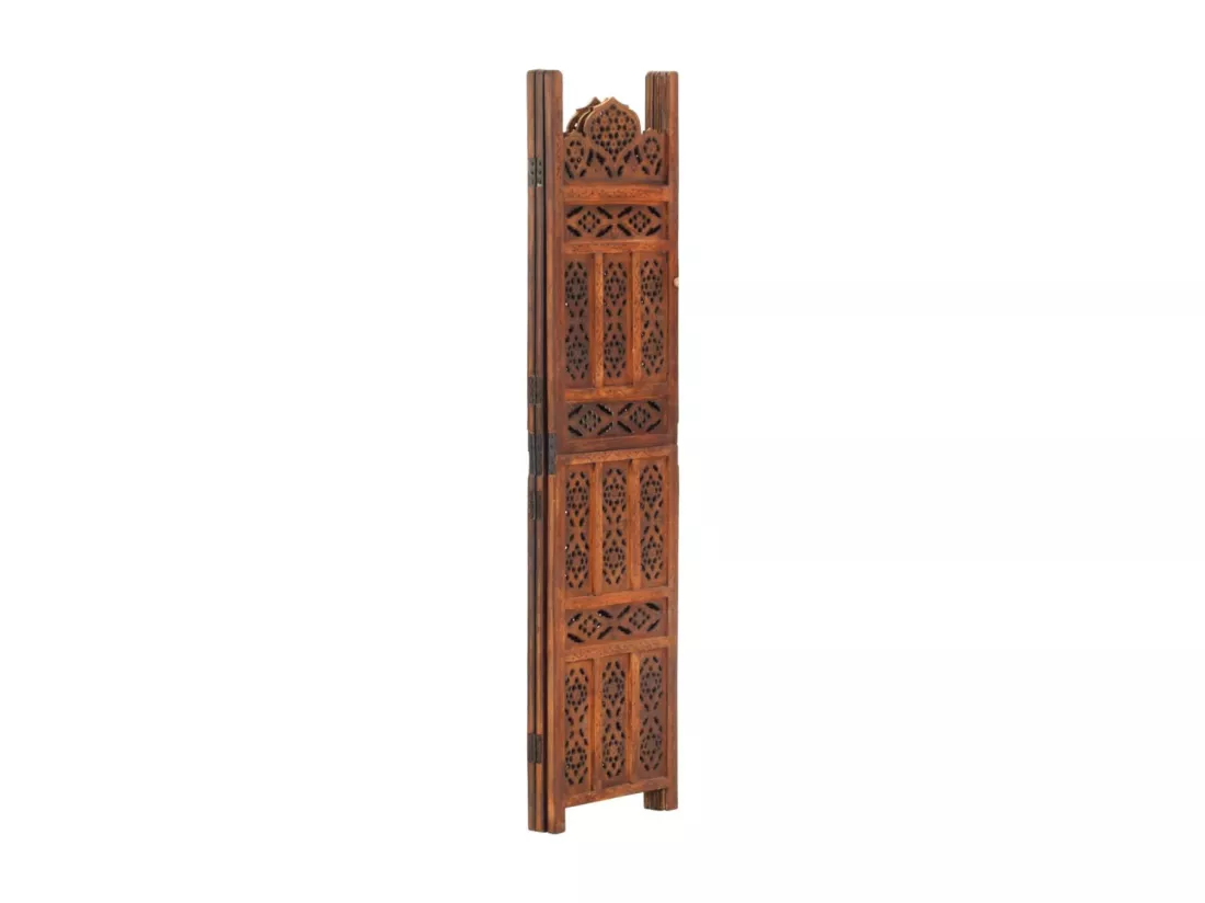 Cloison de séparation 3 panneaux Marron 120x165cm Bois manguier