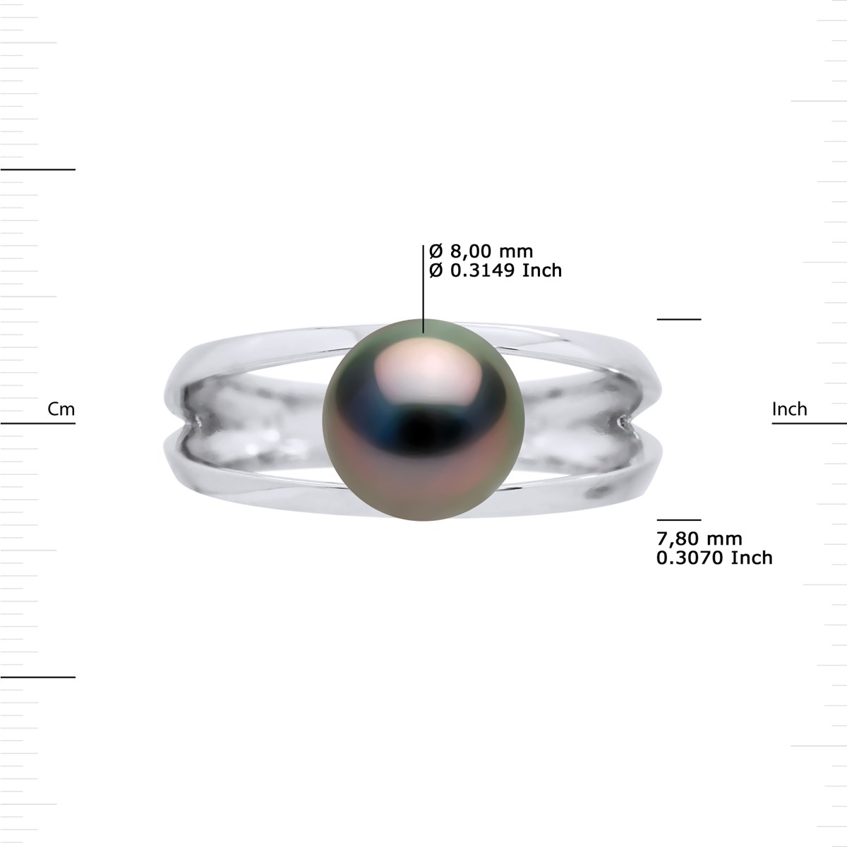 Bague Jonc MODERNE Perle de TAHITI Ronde 9-10 mm Argent 925