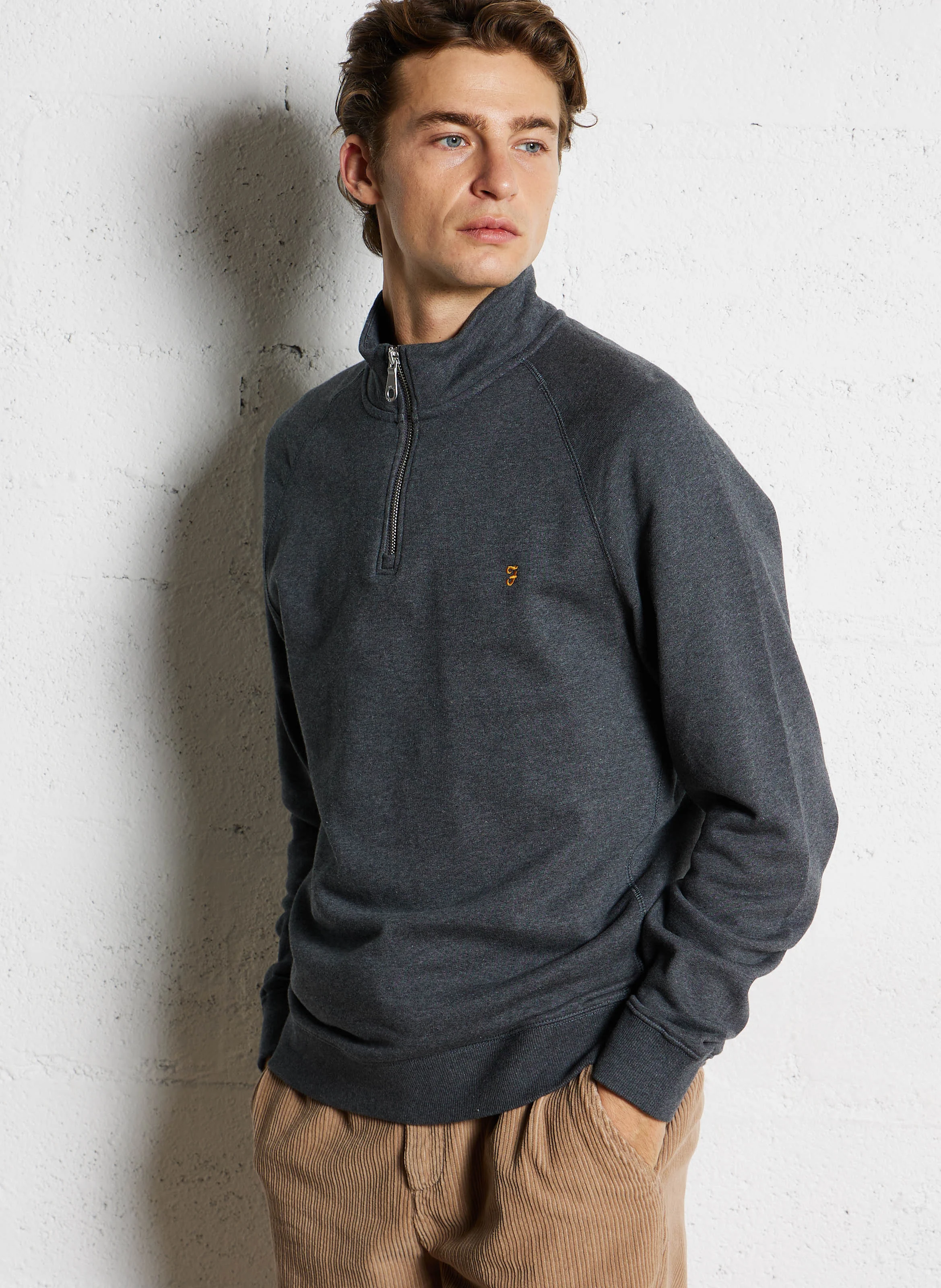 JIM - Sweat col zippé regular-fit en coton bio | Rouge
