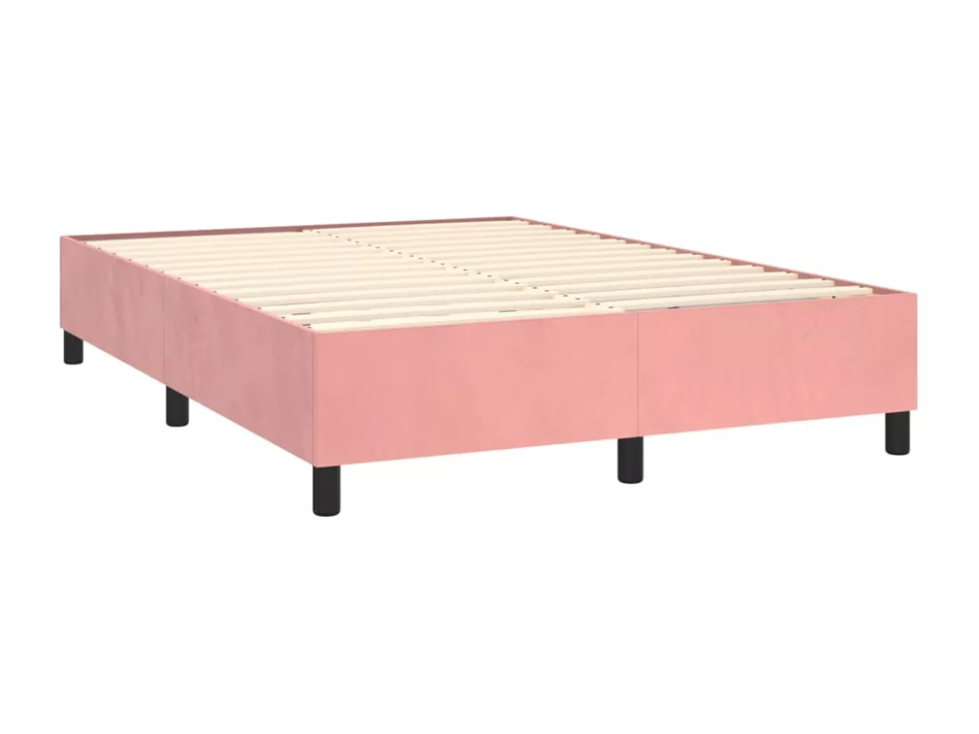 Sommier tapissier avec matelas et LED Rose 140x200 cm Velours
