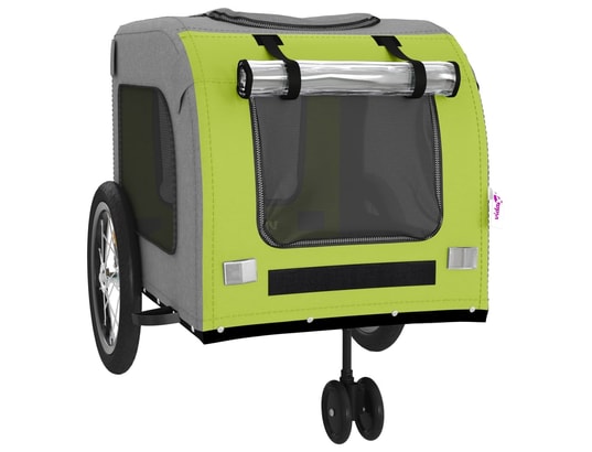 VIDAXL - Remorque de vélo pour chien vert et gris tissu oxford et fer