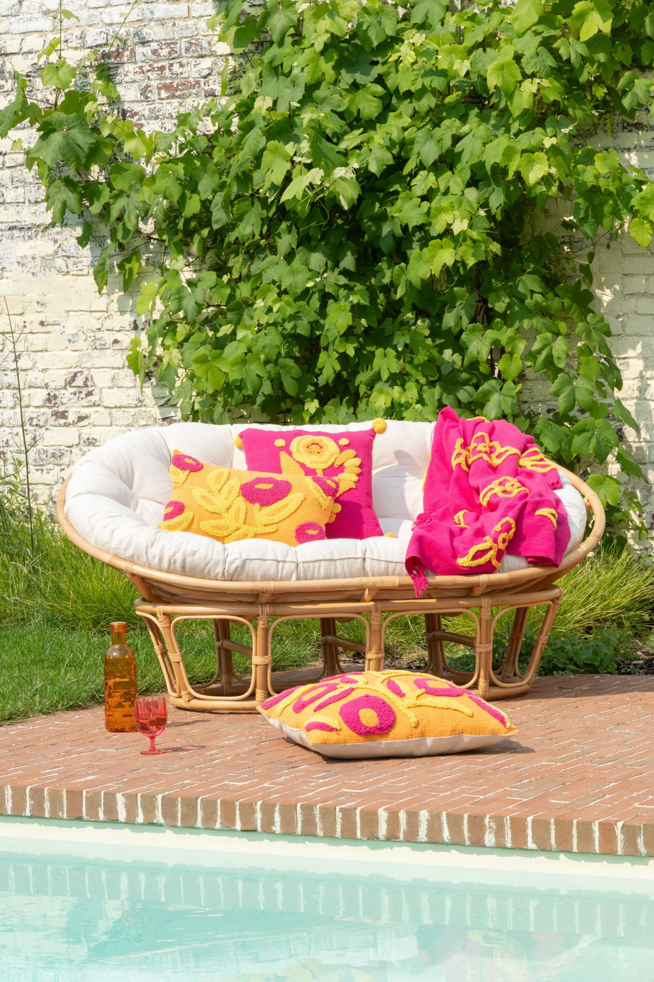 Plaid bloemen Roze Oranje Geel