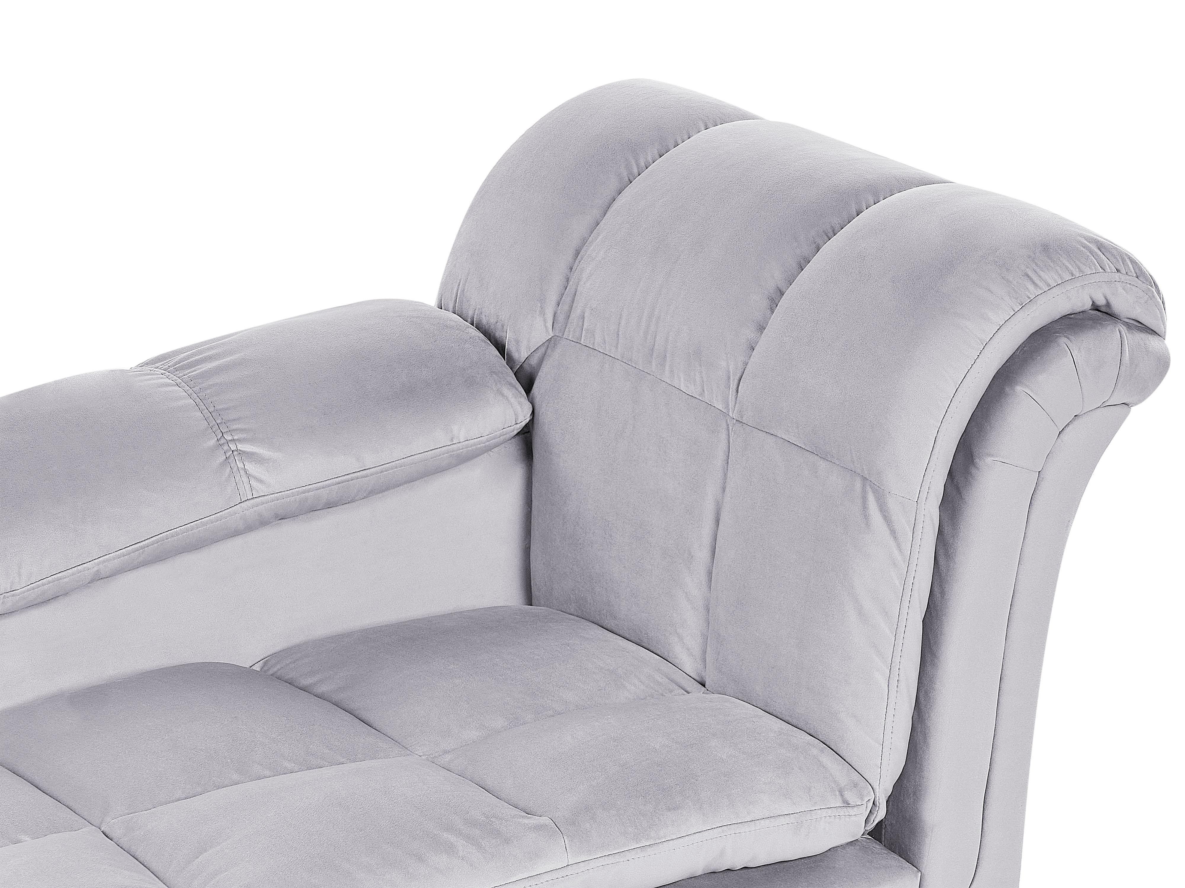 Rechtszijdige chaise longue LORMONT Fluweel Lichtgrijs