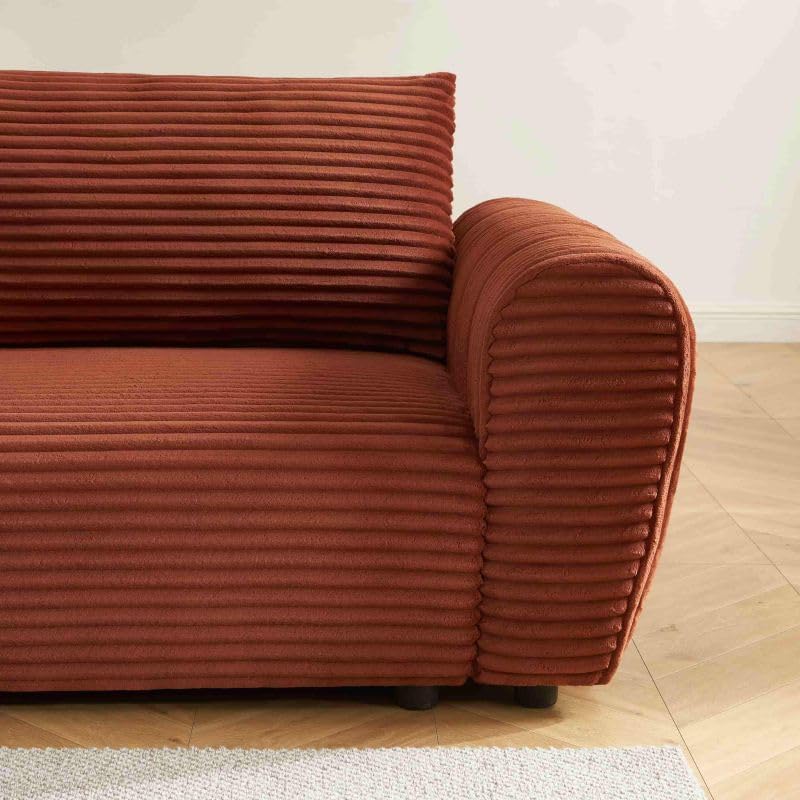 BAÏTA Canapé Droit LOIC en Velours côtelé Terracotta Convertible 3 Places EI6149320