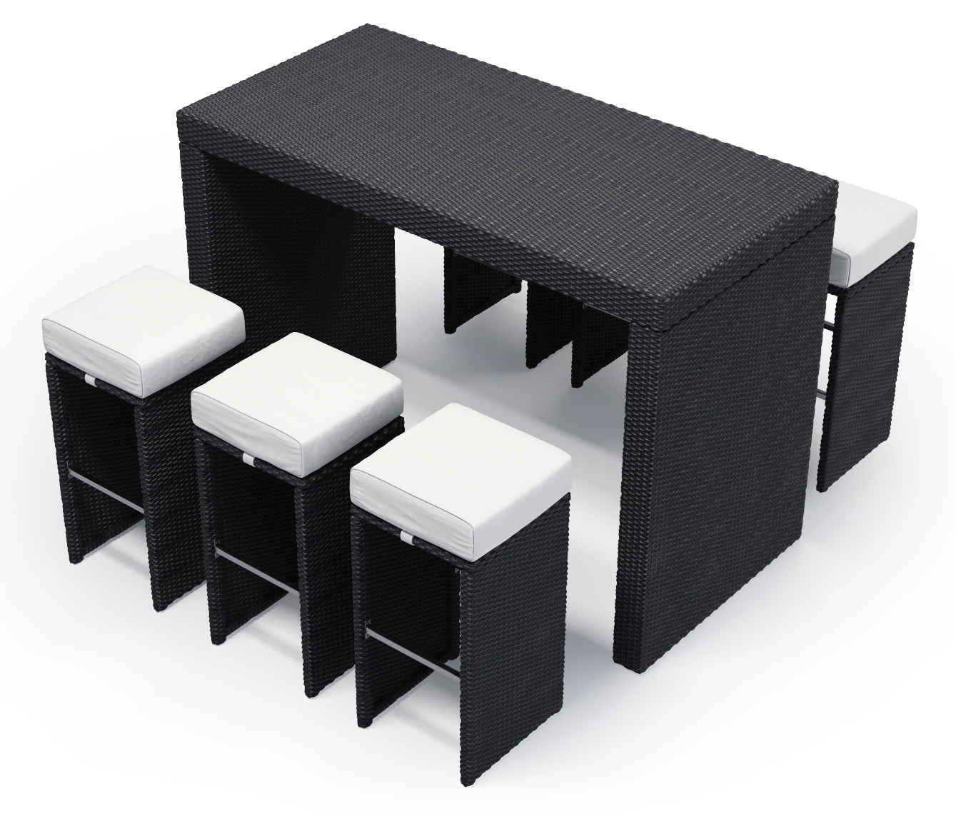 Rattan Bar Set GRANADA schwarz/weiss