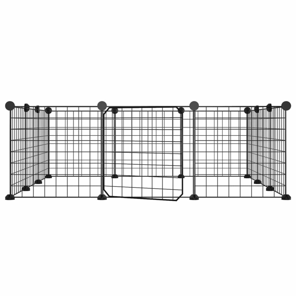 Cage animaux de compagnie à 12 panneaux et porte noir 35x35 cm