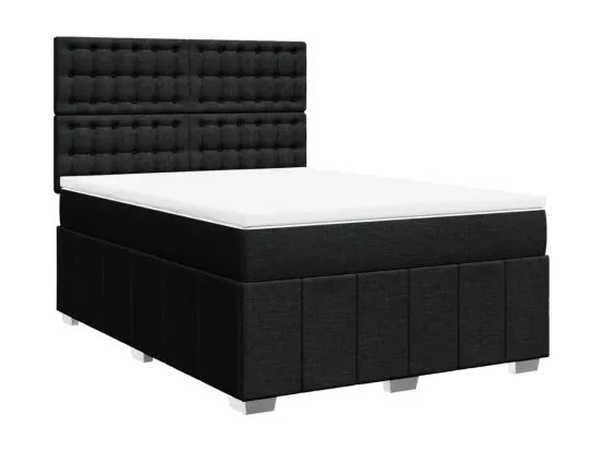 Sommier à lattes de lit avec matelas Noir 140x190 cm Tissu