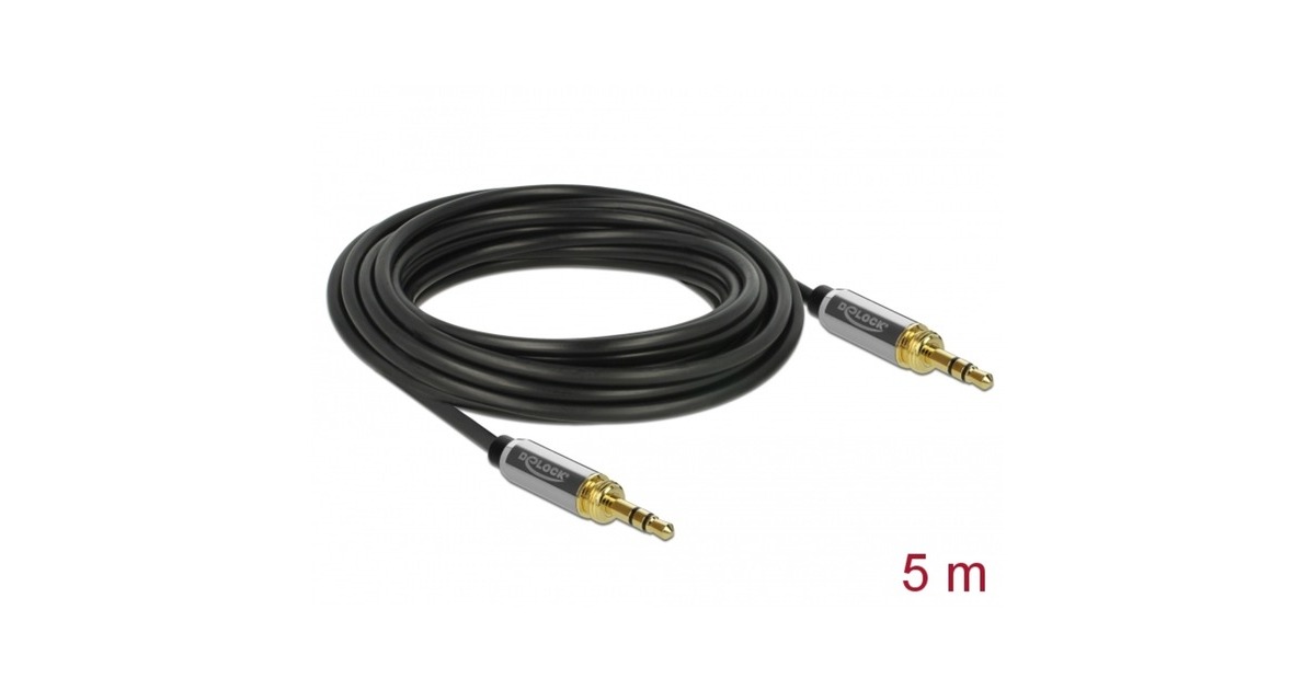 DeLOCKStereokabel 3,5 mm 3 Pin-stekker > 3,5 mm 3 Pin-stekker  (Zwart, 5 meter)