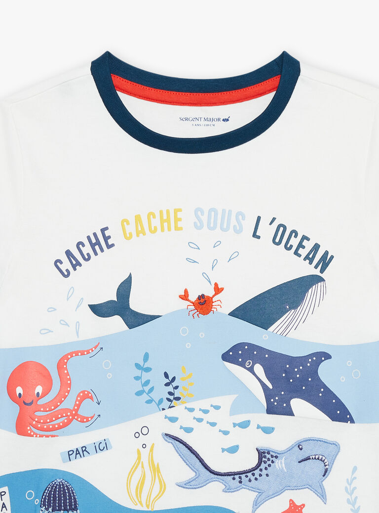 Pyjama écru à motif et imprimé animaux