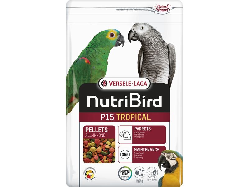 Versele Laga Ziervogelfutter NutriBird P15 Tropical für Pap Erhaltungsfutter für Papageien