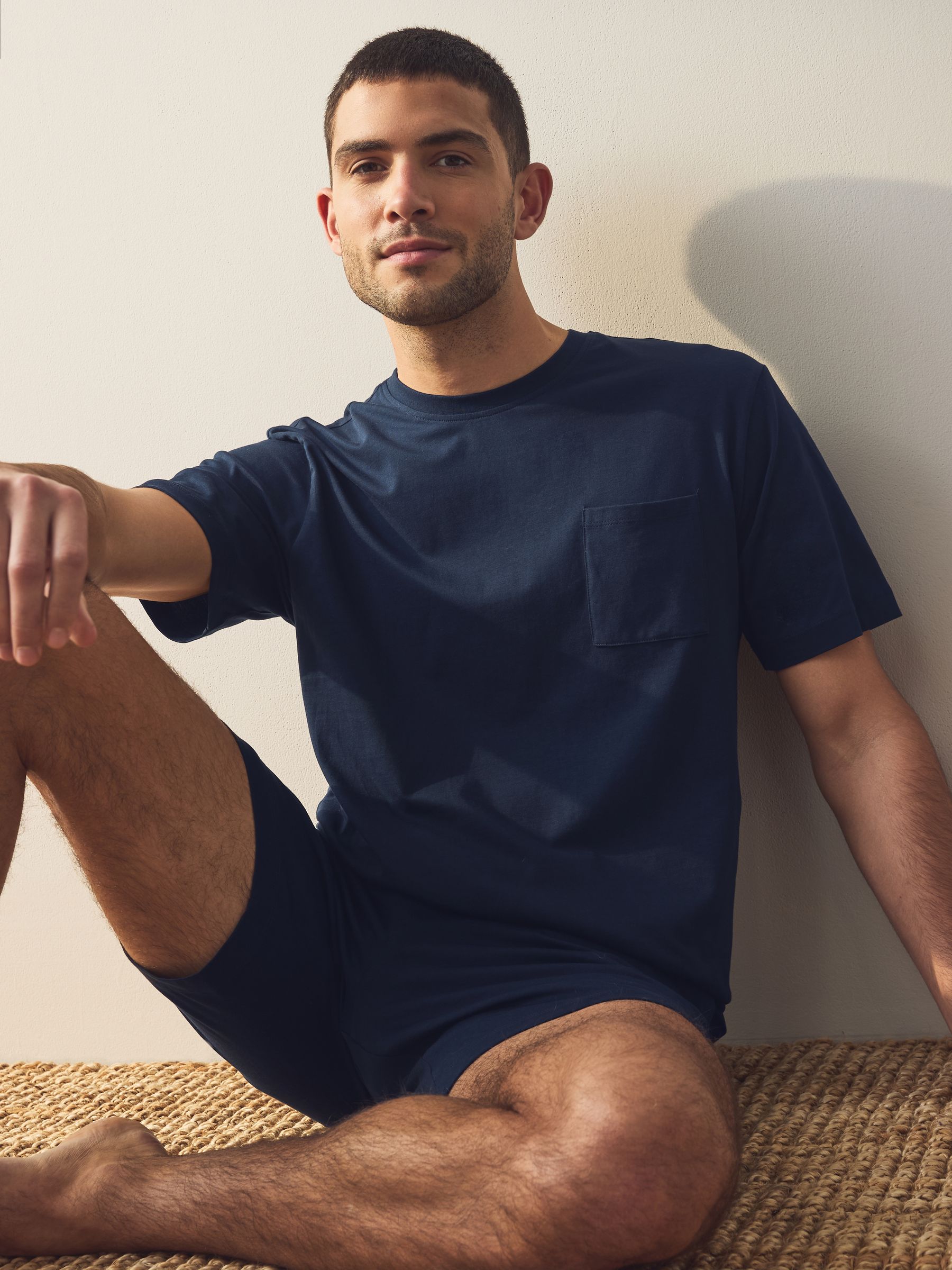 Marineblauw/grijs - Korte jersey pyjama's verpakking van 2