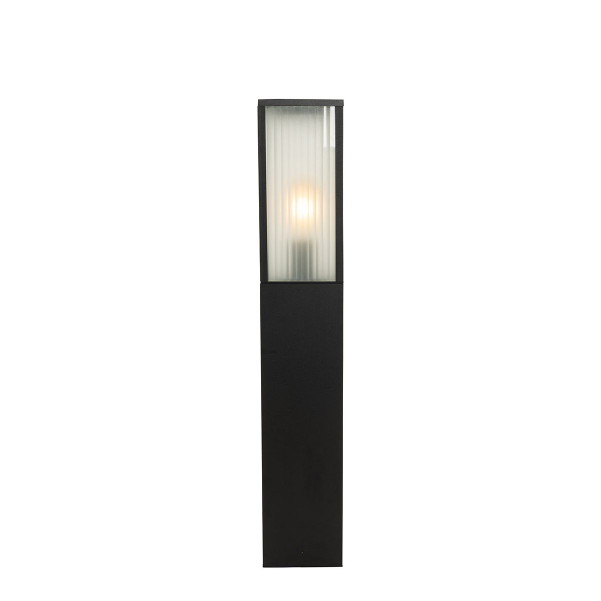 Smart staande buitenlamp zwart met ribbel glas 80 cm incl. Wifi A60 - Charlois
