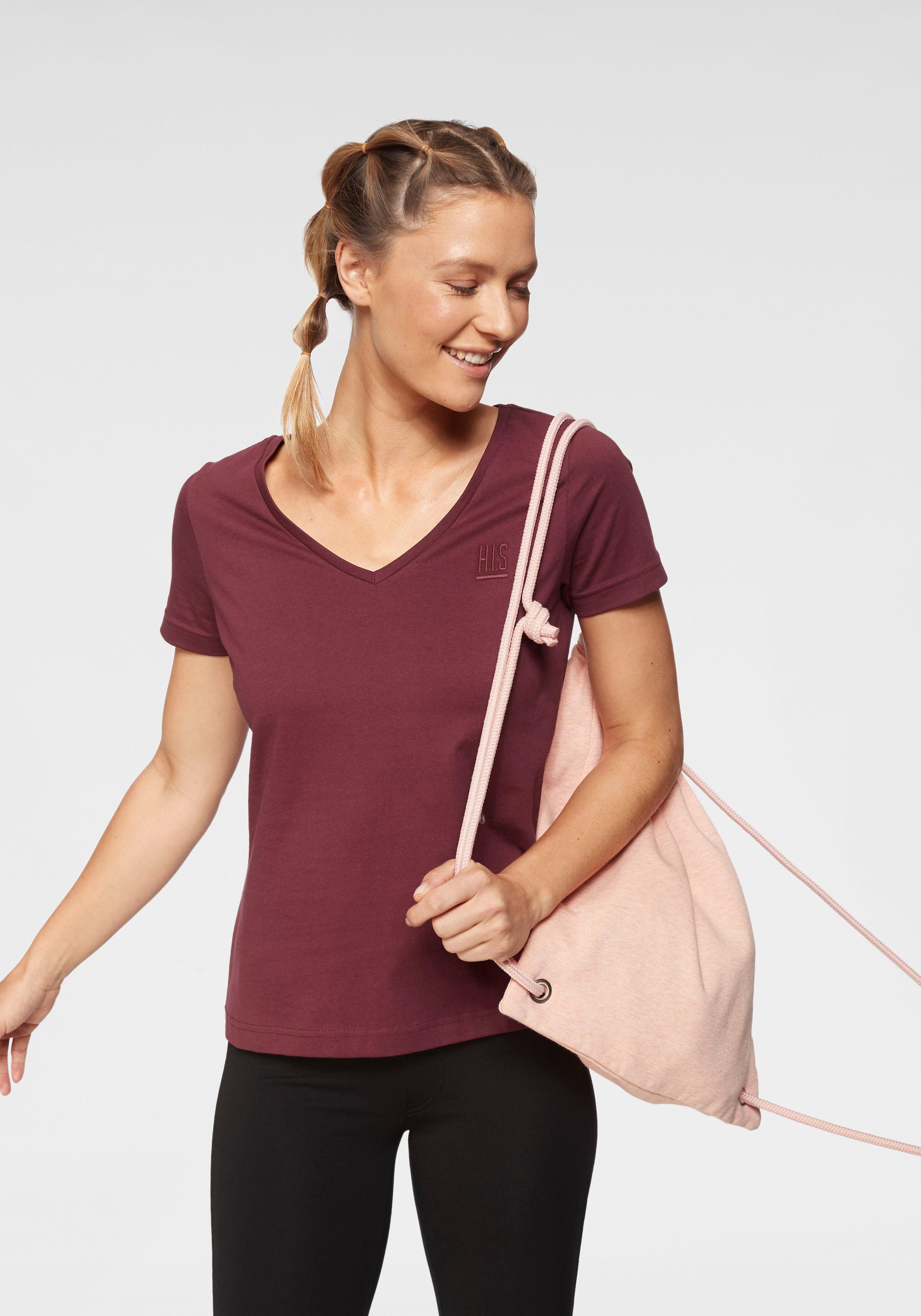 H.I.S T-Shirt »Essential-Basics« Spar-Set, 3er-Pack,  hüftlange Passform,  figurumspielender Schnitt,  aus 100% Baumwolle