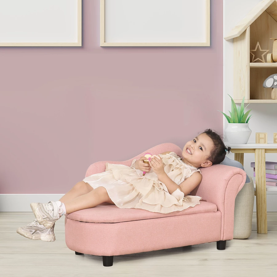 HOMCOM Kindersofa mit Armlehne rosa