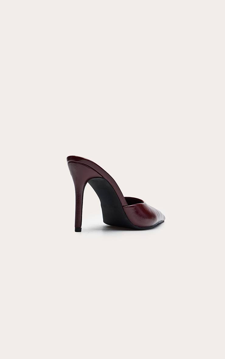 Rouge Bordeaux Mules À Bout Allongé En Synthétiquecuir Plissé