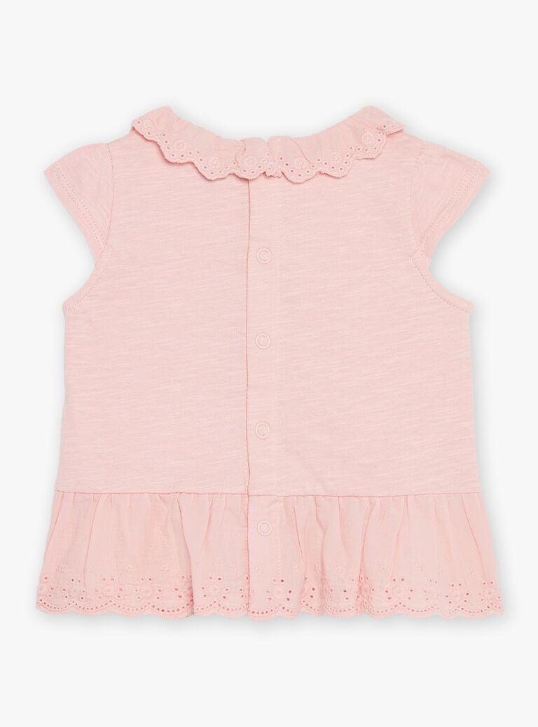 T-shirt blush à motif flamants rose