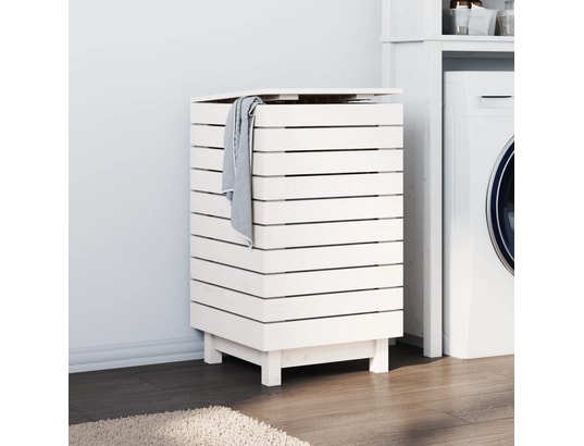 VIDAXL - Panier à linge blanc 44x44x76 cm bois massif de pin