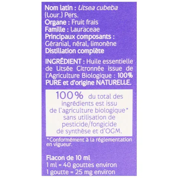 Naturactive Huile Essentielle Litsée Citronnée Bio 10ml