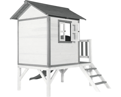 Speelhuis op stelten, axi Lodge, 240 x 167 cm, hout, grijs, inclusief grijze glijbaan