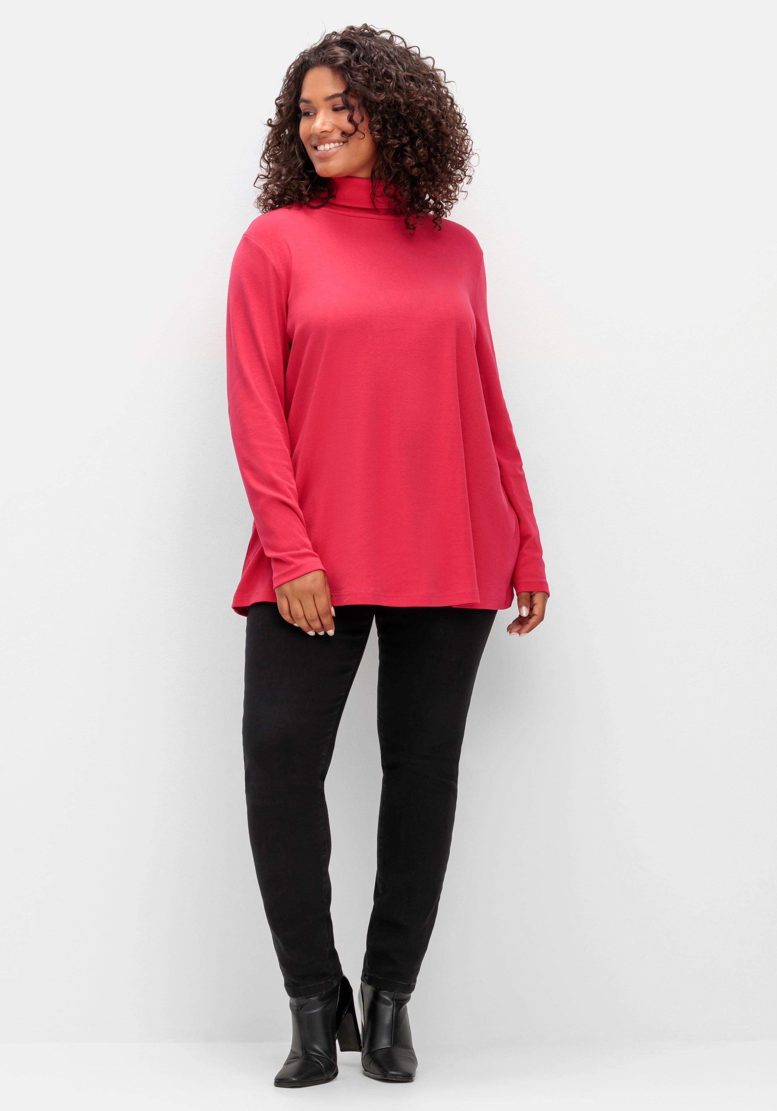 Langarmshirt mit Rollkragen, in A-Linie