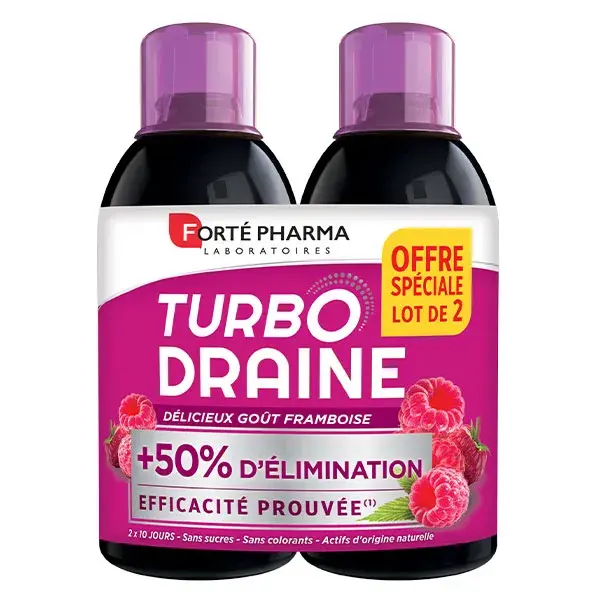 Forté Pharma TurboDraine Framboesa Emagrecimento Drenagem Eliminação 2x500ml