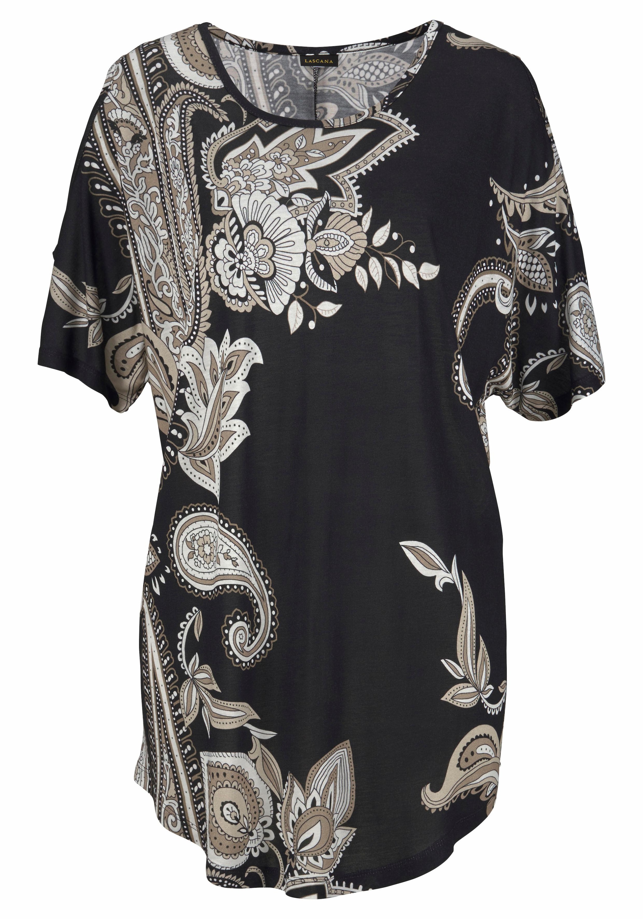LASCANA Longshirt , mit Cut-outs an den Schultern, Alloverprint, Shirtkleid, schulterfrei