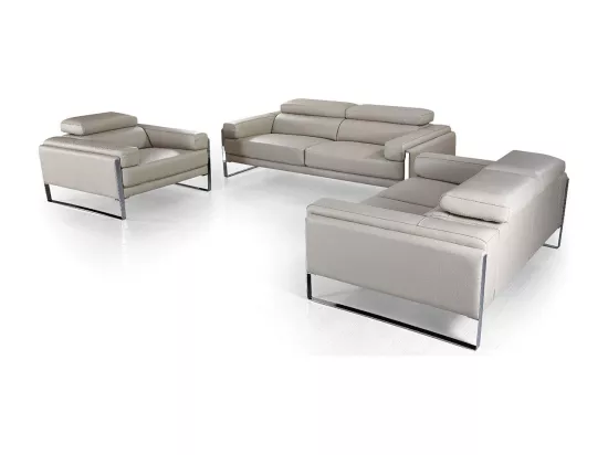 Canapé 2 places Cuir ALIYAH Beige - Angle Droit