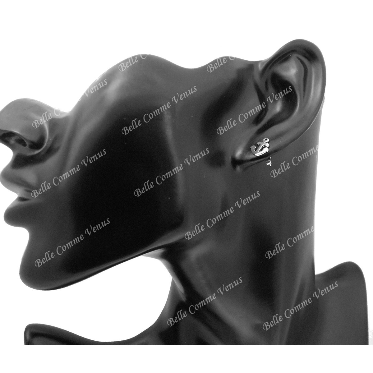 Boucles d'oreilles ancre marine Argent 925 Rhodié