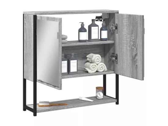 Prolenta Premium - Armoire à miroir de salle de bain sonoma gris bois d’ingénierie