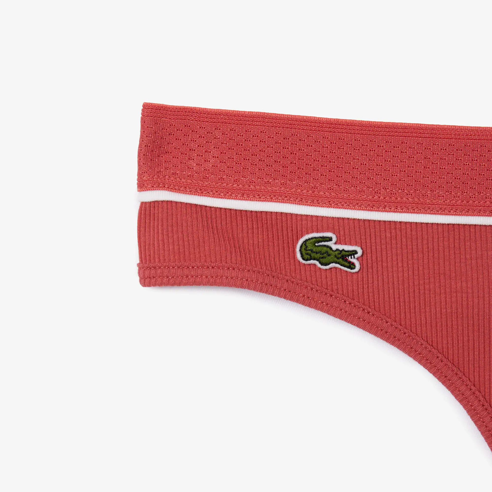 String aus gerippter Baumwolle mit aufgesticktem Krokodil Slips & Unterhosen - Rosa - Lacoste - Damen