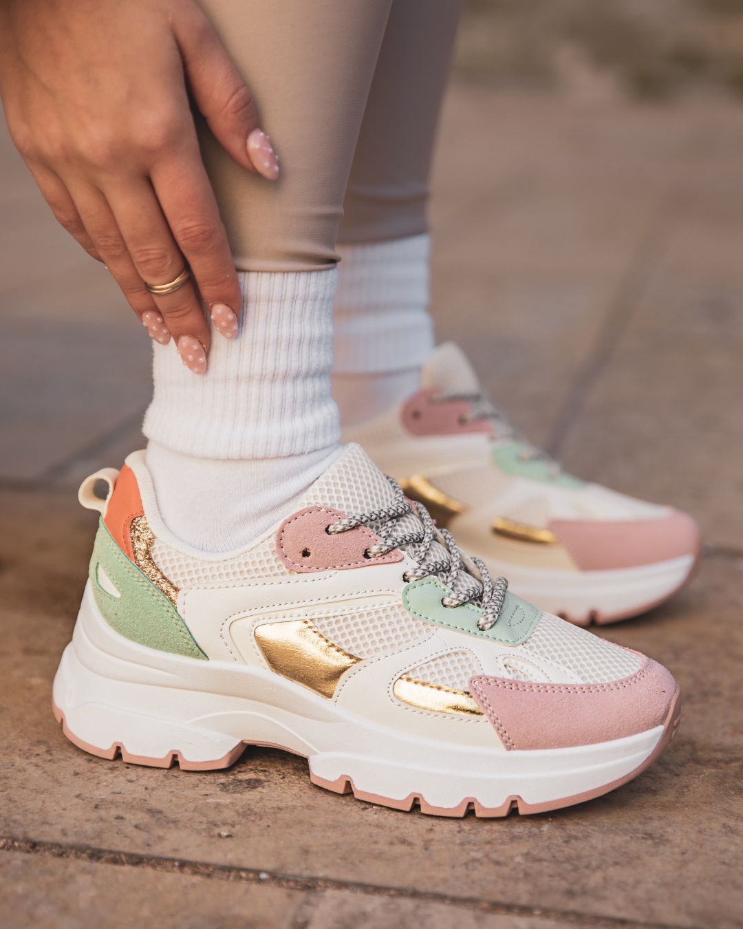 Basket femme multicolore à lacets sneakers - Bao