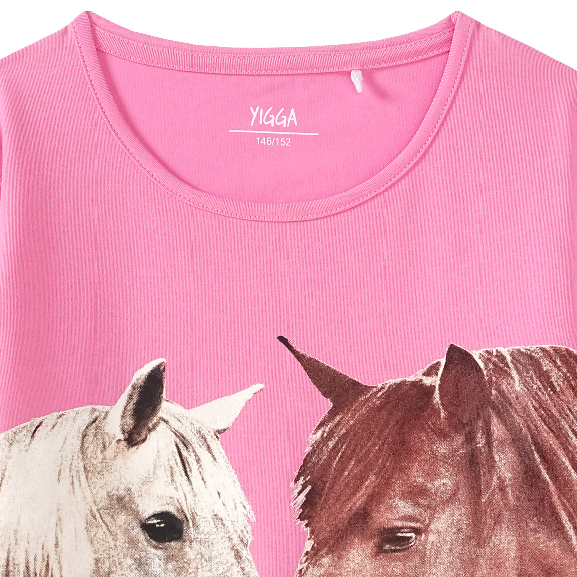 Yigga Mädchen Langarmshirt mit Pferde-Print pink