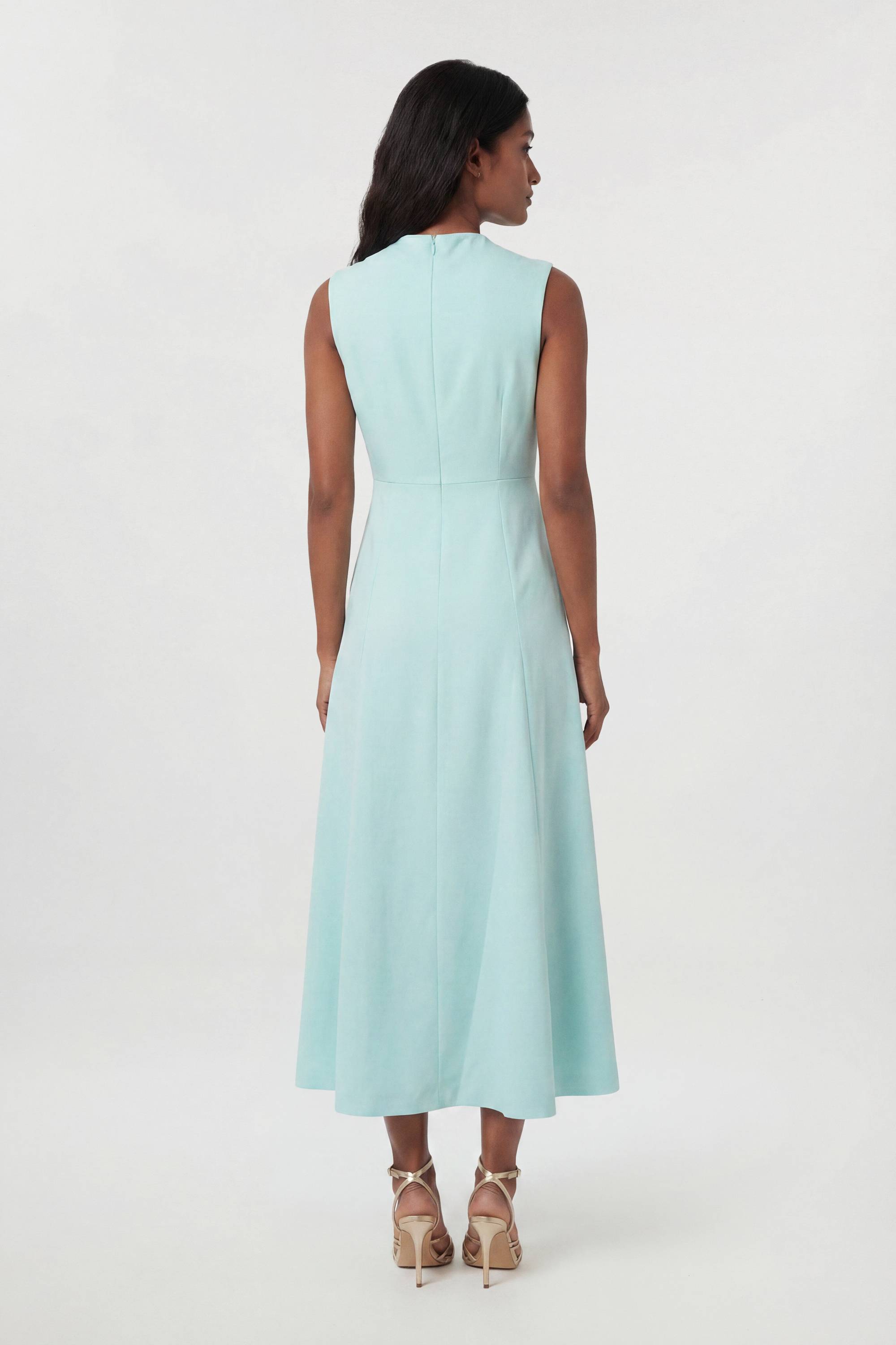 KarenMillen Robe Midi Cintrée En Satin À Jupe Évasée Avec Godets