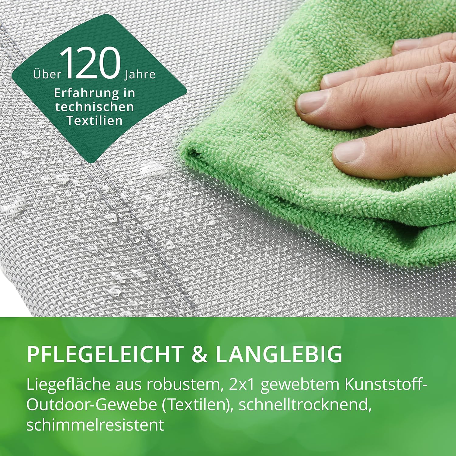 Leco-Sonnenliege Elina – Formschöne Aluminium-Gartenliege mit 5fach Verstellbarer Rückenlehne und einklappbaren Füßen – Gestell Weiß