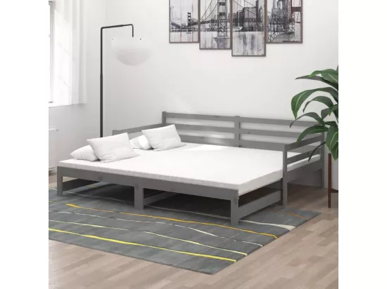 Lit coulissant sans matelas gris 2x(90x200) cm