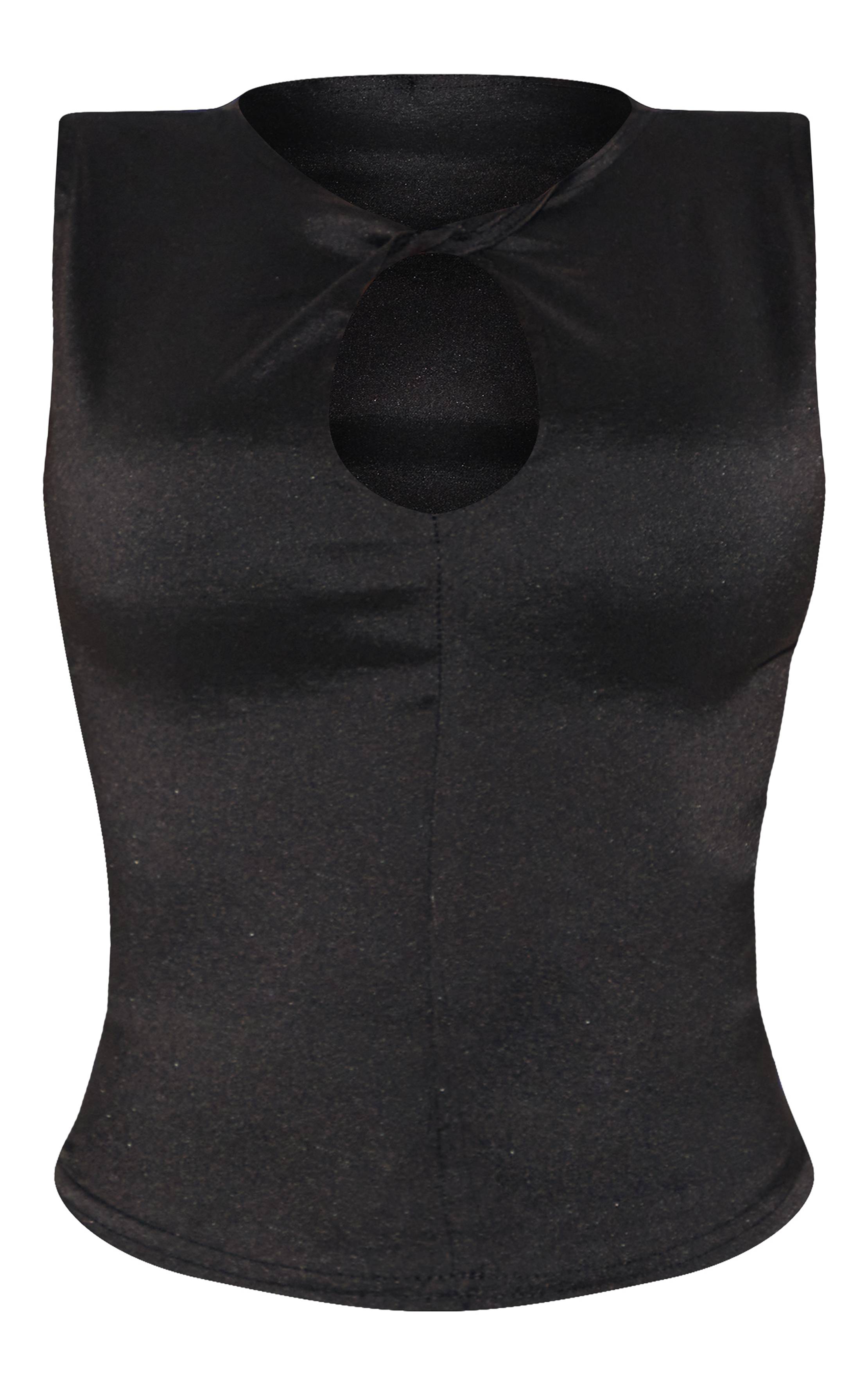 Noir Ensemble Top Col Torsadé Avec Détail Découpe En Tissu Extensible Moulant Shape