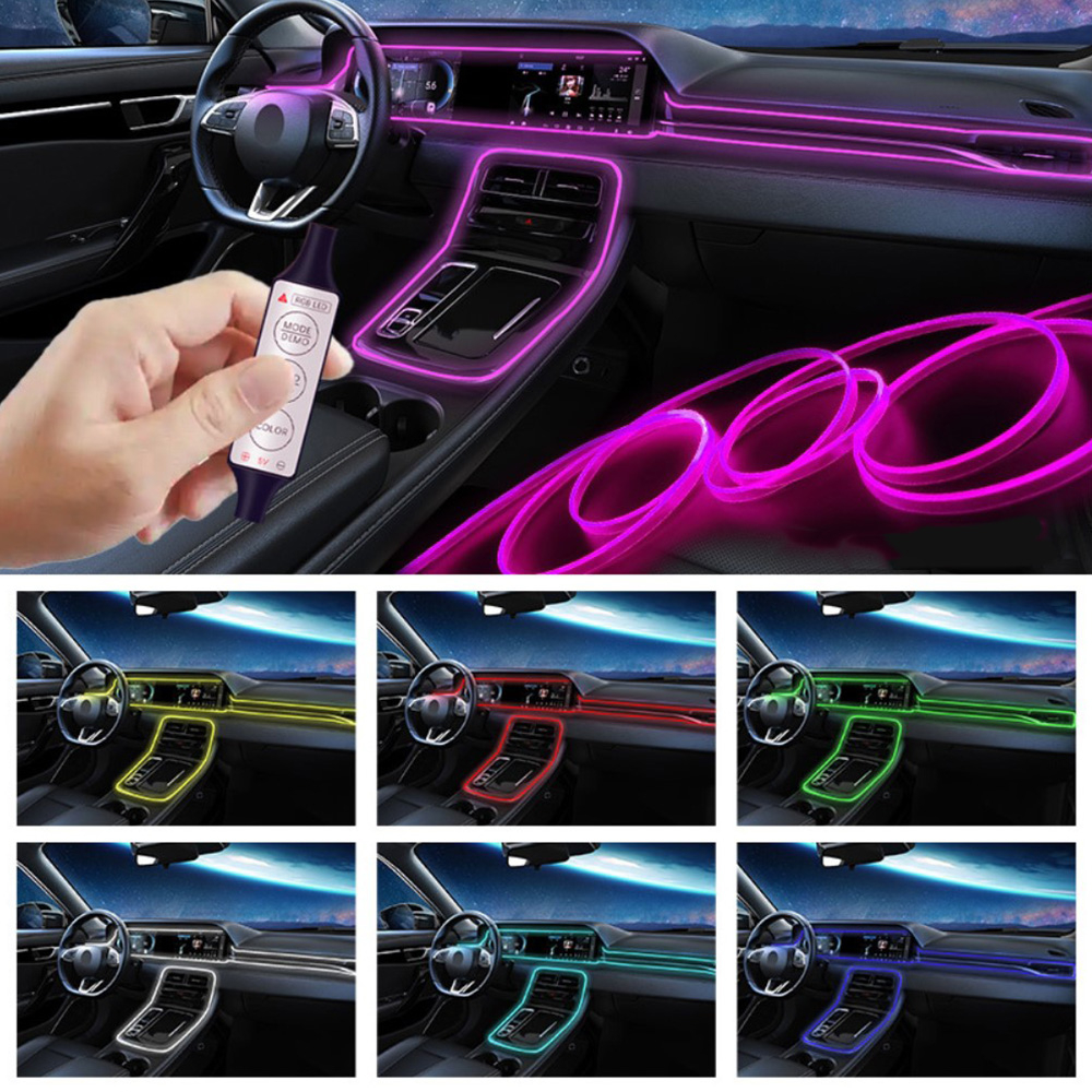 (2m) LED Auto Licht Streifen USB Innenraumbeleuchtung RGB Beleuchtung   Fernbedienung