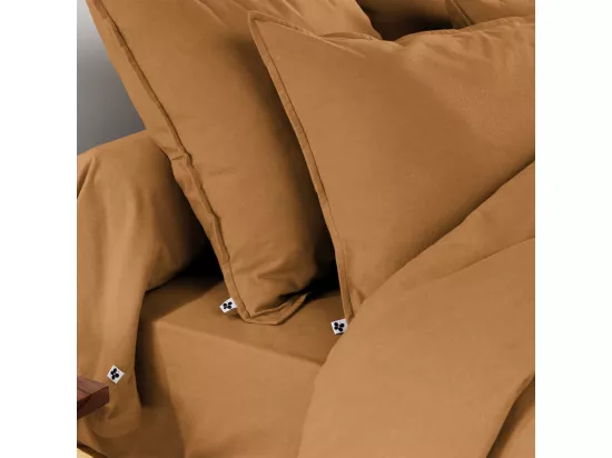 HEDDA - Taie de Traversin 85x185cm Flanelle de Coton Coloris Camel