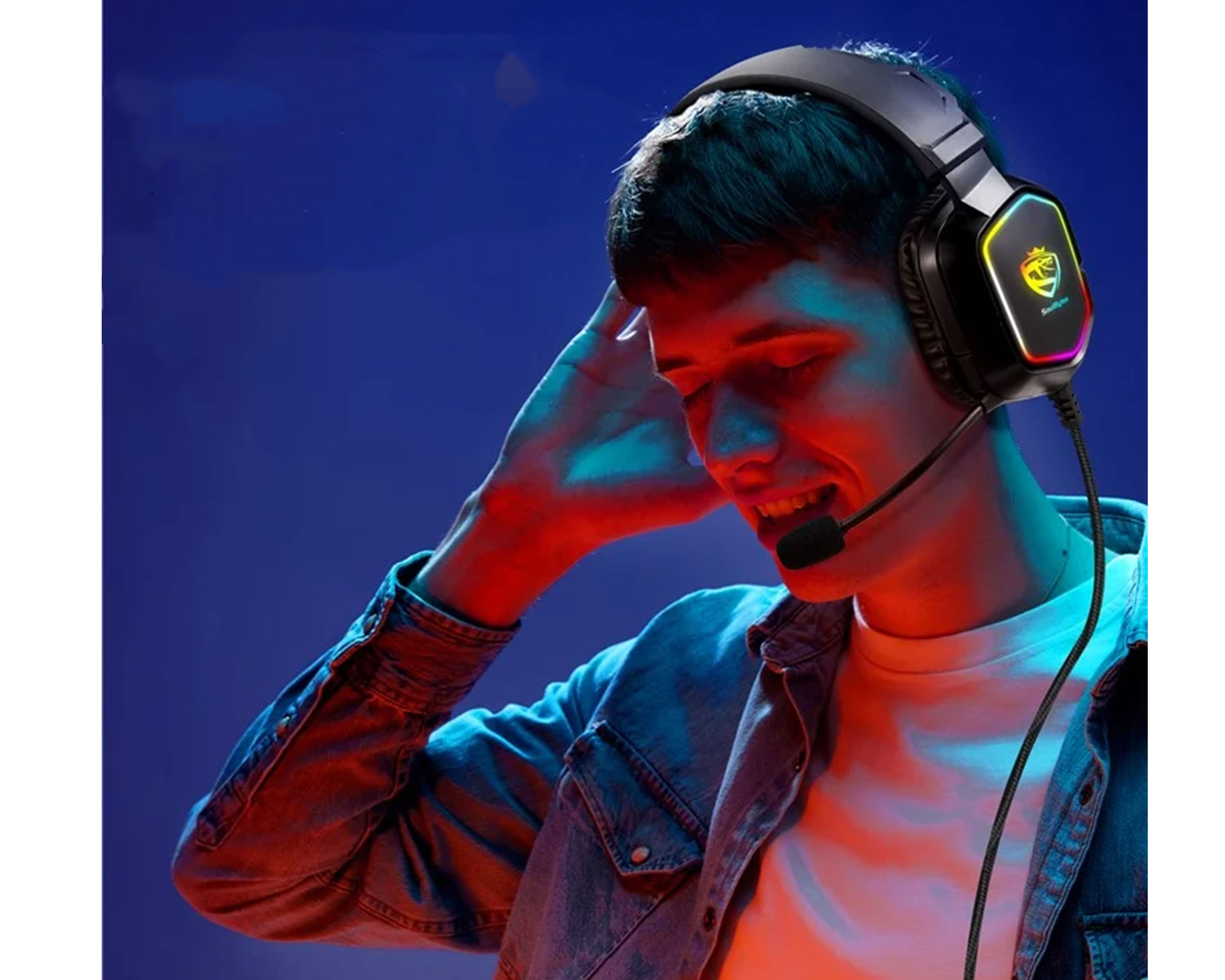 Gaming Kopfhörer Over-Ear LED Stereo Headset mit Mikrofon kabelgebunden für PC / PS4 / PS5   3.5mm Klinke - Schwarz