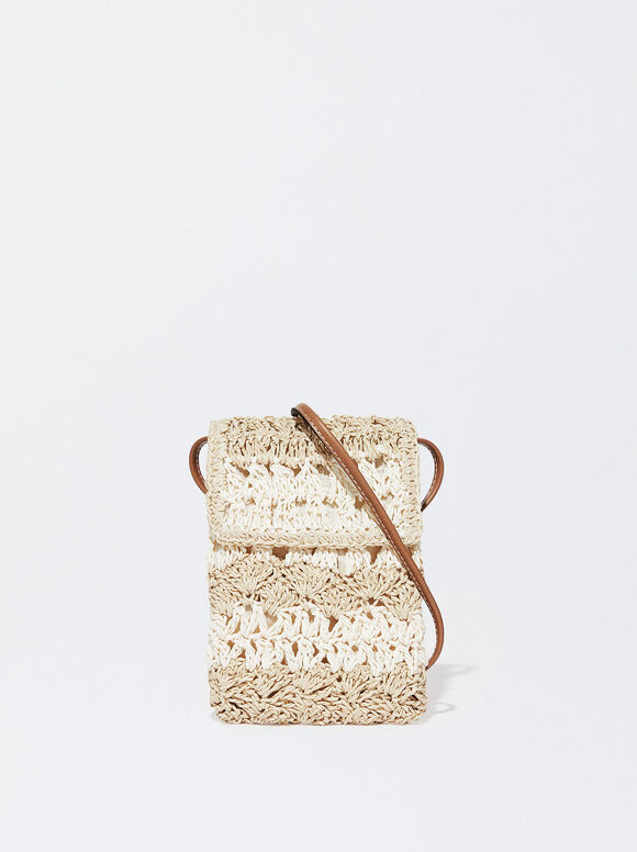 Bolsa de palha para celular - Bege