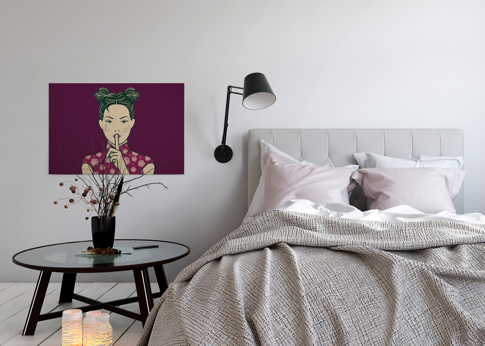 Leinwandbild POWERFRAU - lila - 90x60 cm