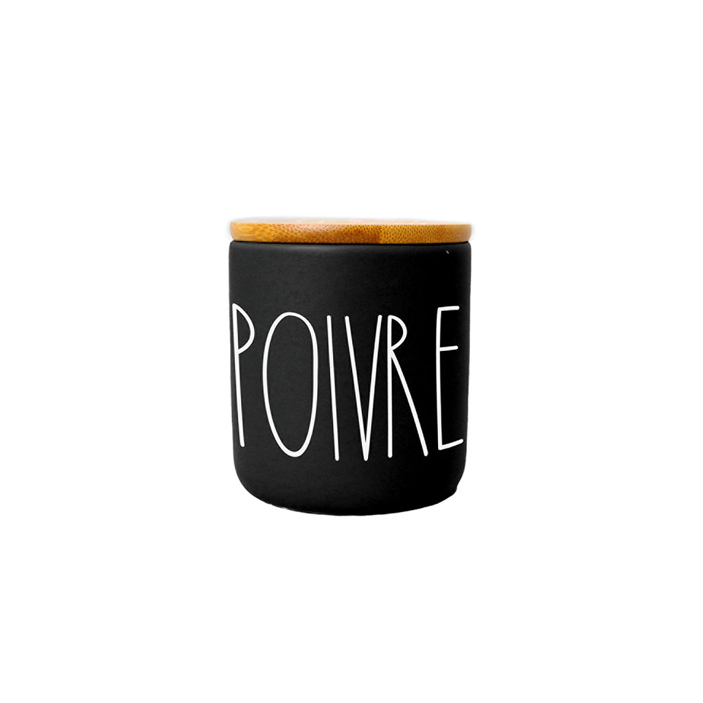 Pot à poivre céramique et couvercle bambou noir D 7.7x9cm
