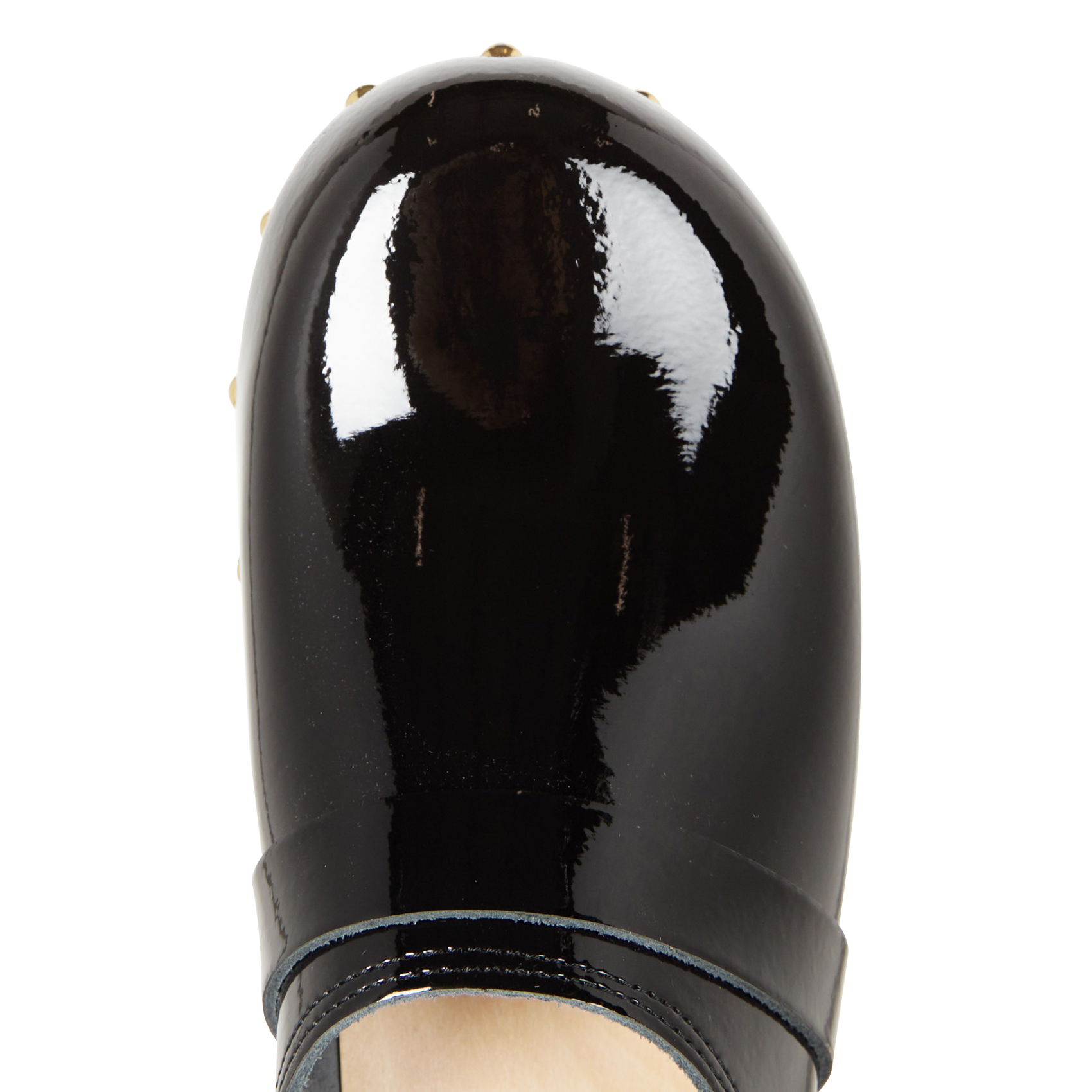 YREN ROCK - Sabots en cuir vernis| Noir